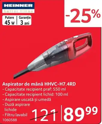 Heinner aspirator de mână hhvc-h7.4rd