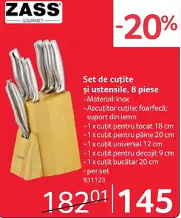 Selgros Zass gourmet set de cuțite și ustensile 8 piese Ofertă