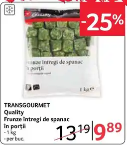 Selgros Transgourmet Quality Frunze întregi de spanac în porții Ofertă