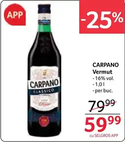 Selgros Carpano Vermut Ofertă
