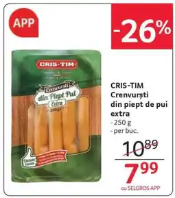 Selgros CRIS-TIM Crenvurști din piept de pui extra Ofertă