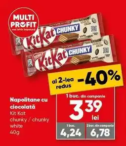PROFI Napolitane cu ciocolată Kit Kat chunky / chunky white 40g Ofertă