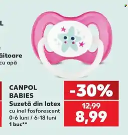 Kaufland Canpol Babies Suzetă din latex cu inel fosforescent Ofertă
