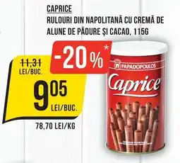 Mega Image Caprice rulouri din napolitană cu cremă de alune de pădure și cacao Ofertă
