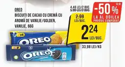 Mega Image Oreo biscuiti de cacao cu cremă cu aromă de vanilie/golden, vanilie Ofertă