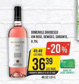 Mega Image Domeniile Davidescu vin rose, demisec, sorginte Ofertă