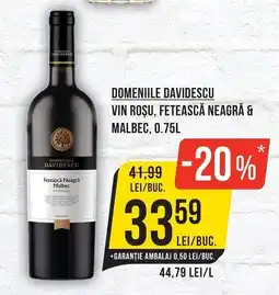 Mega Image Domeniile Davidescu vin roșu, fetească neagră & malbec Ofertă