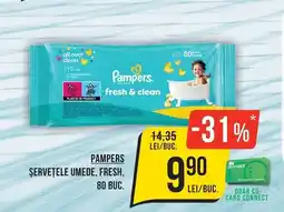 Mega Image Pampers șervețele umede, fresh, 80 buc. Ofertă