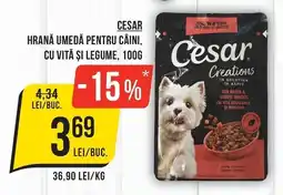 Mega Image Cesar hrană umedă pentru câini cu vită și legume Ofertă