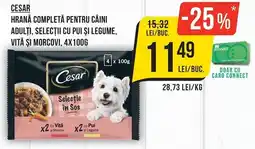 Mega Image Cesar hrană completă pentru câini adulți, selecții cu pui și legume, vită și morcov Ofertă