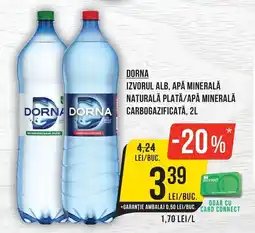 Mega Image Dorna izvorul alb, apă minerală naturală plată/apă minerală carbogazificată Ofertă