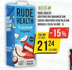Mega Image Rude Health Băutură Bio Organică Din Cocos/Băutură Vegetală Din Migdale/Caju/Alune Ofertă