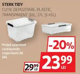 Auchan Sterk Tidy cutie depozitare, plastic, transparent Ofertă