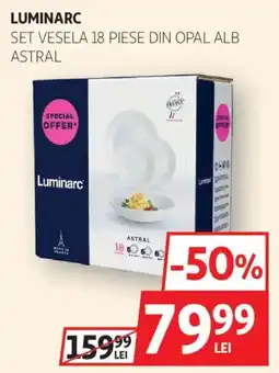 Auchan Luminarc set vesela 18 piese din opal alb astral Ofertă