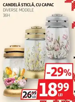 Auchan Bolsus candelă sticlă, cu capac Ofertă