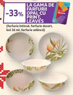 Auchan Opal farfurii cu print, leaves Ofertă