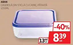 Auchan Aban caserola din sticlă cu capac, pătrată Ofertă