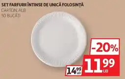 Auchan Set farfurii întinse de unică folosință Ofertă