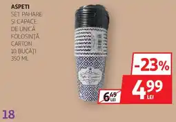 Auchan Aspeti set pahare si capace de unică folosință carton Ofertă