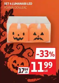 Auchan Set 4 lumanari led forma dovleac Ofertă