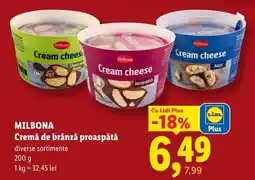 Lidl Milbona cremă de brânză proaspătă Ofertă