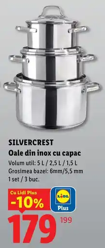 Lidl Silvercrest oale din inox cu capac Ofertă