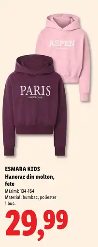 Lidl Esmara Kids Hanorac din molton, fete Ofertă