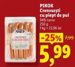 Lidl Pikok crenvurști cu piept de pui Ofertă