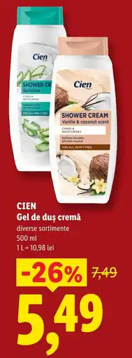 Lidl Cien gel de duș cremă Ofertă