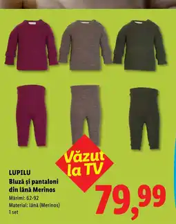 Lidl Lupilu bluză și pantaloni din lână merinos Ofertă