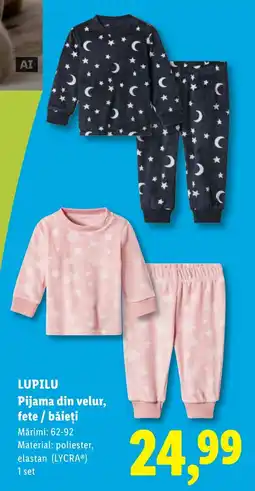 Lidl Lupilu pijama din velur, fete / băieți Ofertă