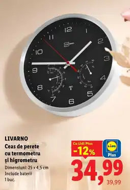 Lidl Livarno ceas de perete cu termometru și higrometru Ofertă