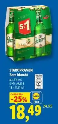 Lidl STAROPRAMEN Bere blondă Ofertă