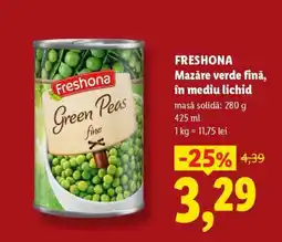 Lidl FRESHONA Mazăre verde fină, în mediu lichid Ofertă