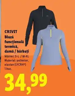 Lidl CRIVIT Bluză funcțională termică, damă / bărbați Ofertă