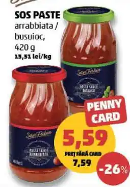 Penny SOS PASTE arrabbiata / busuioc Ofertă
