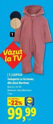 Lidl LUPILU Salopetă cu fermoar, din lână Merinos Ofertă
