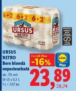 Lidl URSUS RETRO Bere blondă nepasteurizată Ofertă