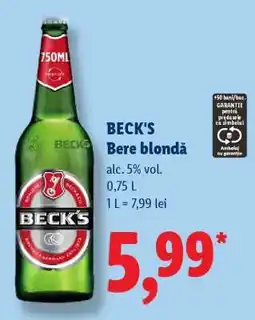 Lidl BECK‘S Bere blondă Ofertă