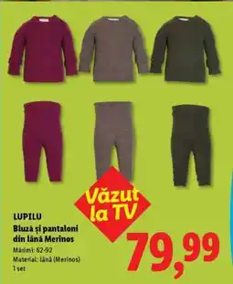 Lidl LUPILU Bluză și pantaloni din lână Merinos Ofertă