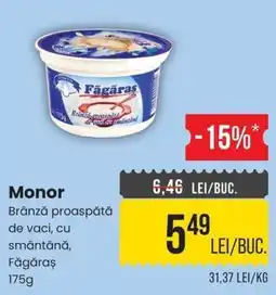 Mega Image Monor brânză proaspătă de vaci cu smântână făgăraș Ofertă