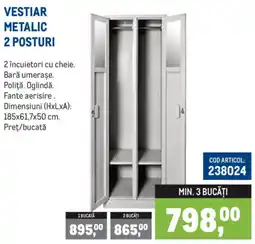 Metro Vestiar metalic 2 posturi Ofertă