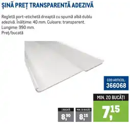 Metro Șină preț transparentă adezivă Ofertă