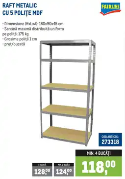 Metro Fairline raft metalic cu 5 polițe mdf Ofertă