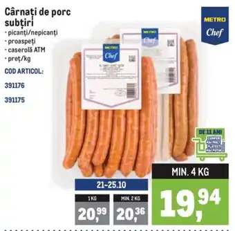 Metro Chef Cârnat de porc subțiri