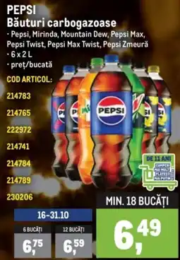 Metro Pepsi băuturi carbogazoase Ofertă