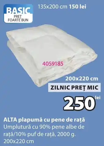 Basic plapumă cu pene de rață