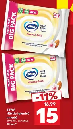 Kaufland Zewa hârtie igienică umedă almond / sensitive Ofertă