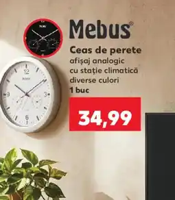 Kaufland Mebus ceas de perete afișaj analogic cu stație climatică Ofertă