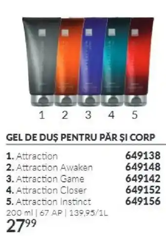 Attraction gel de duș pentru păr și corp
